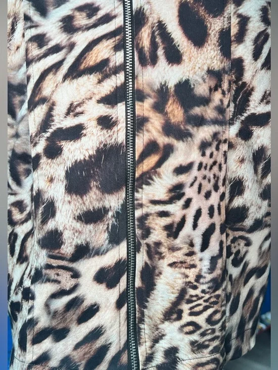 STUDIO F Leopard Print Zip-Front Mini Dress - Brown - Picture 10 of 14